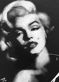 Black And White Acrylic Painting Portrait Marilyn Monroe Original Painting Size 6 X 8 Materials Acrylic On Canvas Board Finish Protective Clear Coat Black White Art White Art Painting Style