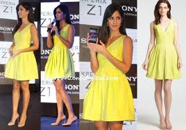 Katrina Kaif Sony Xperia Z1 Yellow Halston Heritage Dress Katrina Kaif Photo Fashion Halston Heritage Dress