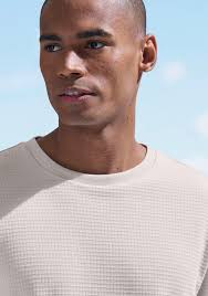 John Devin T-Shirt Rundhalsshirt mit Struktur aus Baumwoll-Mix in Weiß für  Herren