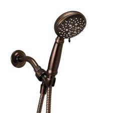 Moen Banbury 5 Spray Hand Shower In Mediterranean Bronze 23046brb The Home Depot Hand Shower Adjustable Shower Head Shower Heads