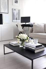 Super Cute Black Coffee Table And Black And White Contrast Of The Room Loving The Home Decor On The Modern Coffee Table Decor Coffee Table Coffee Table Design