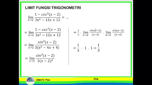 3222020 pengertian limit fungsi aljabar. Soal Un Limit Fungsi Trigonometri Part 2 Untuk X Mendekati Nilai Tertentu Bukan 0 Youtube