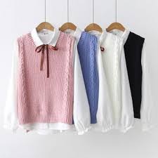 Find great deals on ebay for cable knits for men & women. Mori Girls Set Plain Shirt Cable Knit Sweater Vest Yesstyle