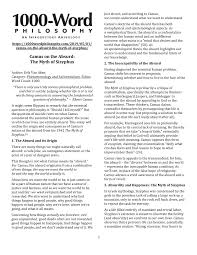Why, he asks, do people not commit suicide? Pdf Camus On The Absurd The Myth Of Sisyphus