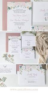 Rustic Blush Green White Wedding Invitations Wood Wedding Invitations Chic Wedding Invitations Rustic Chic Wedding