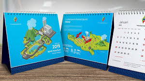 Desain kalender dinding isi 2 bulan ini simpel dan memberi ruang foto yang termuat besar, jadi cocoknya buat kalender perusahaan atau kantor dinas. Calendar Design Prismagraphia