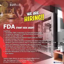 Cari lowongan kerja, dapatkan disini info loker terbaru august 2021 yang sesuai dengan lokasi, pendidikan, keahlian dan minat anda. Lowongan Kerja Fda The Sun Hotel Madiun