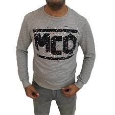 Mcq Erkek Baskili Slim Fit Sweatshirt Gri Erkek Sweatshirt Kapsonlular Giyim