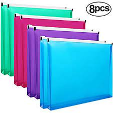 Eoout 8pcs Poly Zip Envelopes Expandable Plastic Zipper Folders Letter Size Assorted Colors For Plastic Folders File Folder Organization Folder Organization