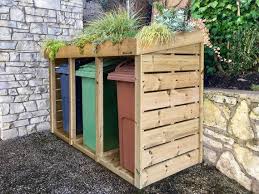 triple wheelie bin store with green roof planter bin store recycling storage garden storage