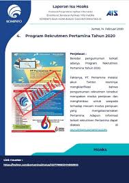 It was owned by several recruitment.pertamina has a decent google pagerank and bad results in terms of yandex topical. Inilah Disinformasi Dan Hoaks Bulan Ini Laman 4 Dari 11 Kanal Warga