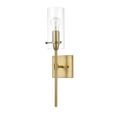 Light Society Montreal Brushed Brass Wall Sconce With Clear Glass Ls W238 Bb Cl The Home Depot Glass Wall Sconce Sconces Wall Sconces