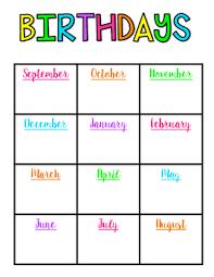 Class Birthday Chart