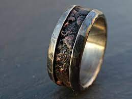 Cool Mens Ring Copper Silver Mens Wedding Band Copper Silver Etsy Cool Rings For Men Engagement Ring For Him Rustic Mens Rings