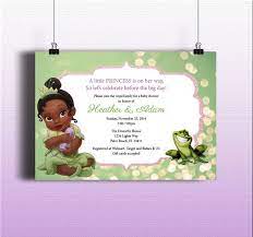 Princess And The Frog Tiana Diy Printable Birthday Party Baby Girl Shower Toddler Invitation Templa Frog Baby Showers Baby Shower Princess Baby Shower Planning