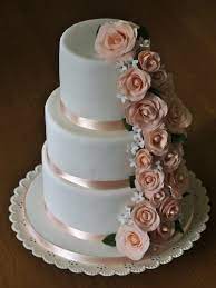 Peach Rose Cascade Birthday Cakes Tiered Cakes Birthday Birthday Cake With Flowers Rose Cake