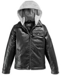 Hawke Co Boys Hooded Faux Leather Jacket Coats Jackets Kids Baby Macy S Hooded Faux Leather Jacket Leather Jackets Online