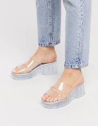 99 5% coupon applied at checkout save 5% with coupon (some sizes/colors) Asos Design Favourite Chunky Double Strap 90s Jelly Sandals In Clear Asos