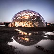 Available as a 360° digital cinema or simple event. Wooden Dome Of Visions Made From Sustainable Building Material