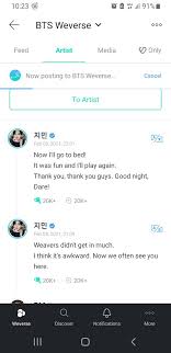 If the members read a post of army, there should be a 'read mark' or make 'like' button or let us be able to change the. Unfortunately Jimin Was Just On Weverse Talking With Us And Said He Hasn T Been On Because It Was Awkward Why Quora