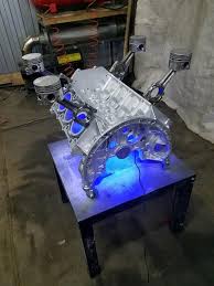 Engine Table Block Led Light V6 Metal Art Piston Skull Bottle Etsy In 2020 Car Part Furniture Engine Table Led Lights
