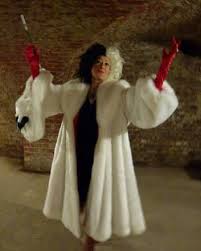 Black And White Fur Coat Cruella Deville Cruella De Vil Cosplay White Fur Coat Cruella Cruella De Vil