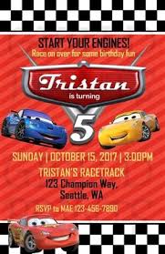 Cars Lightning Mcqueen Birthday Invitation Checkered Background Birthday Invitations Printable Birthday Invitations Invitations