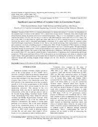 The potential effect of variations in construction projects can be additional payments for the contractor. Pdf Significant Causes And Effects Of Variation Orders In Construction Projects Aftab Hameed Memon Academia Edu