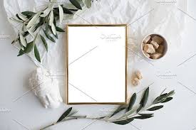 Golden Frame Mockup White Table Top Frame Mockups Frame