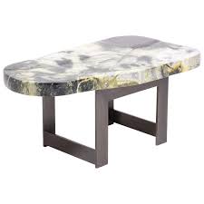 Stone countertop cut slightly larger than coffee table leg span. Meditation Stone Top Coffee Table For Sale At 1stdibs