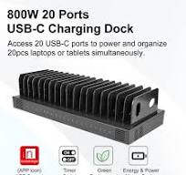 4XEM 20-Port USB-C Desktop Charging Station – 800W Total, 35W Fast Charging  per Port