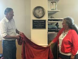 The plaque honoring the Mickle...