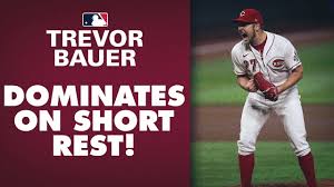 @reds, formerly @indians and @dbacks. Trevor Bauer Dominates 8 Ip 1 R 12 Ks On 3 Days Rest To Keep Reds Alive Nl Cy Young Youtube