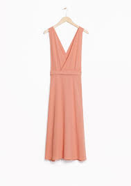 Other Stories Image 1 Of Deep V Wrap Dress In Coral Wedding Guest Dress Dresses Deep V Dress