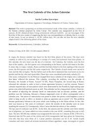 Pdf The First Calends Of The Julian Calendar