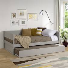 Perfect for overnight guests, the. Tribeca Wood Panel Twin Size Daybed With Twin Trundle Grey Finish