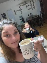 Casey and Asia drinking my morning coffee with me 😋