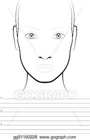 vector art young woman face chart makeup artist blank