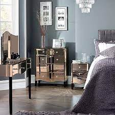 Viola Rose Gold Mirrored Nightstand Mirrored Bedroom Furniture Gold Mirror Bedroom Bedroom Collections Furniture