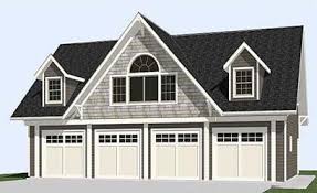 The exterior has three dormers that add room and space to the living area above. Carriage House Style 4 Car Garage Plan 2402 1 50 X 28