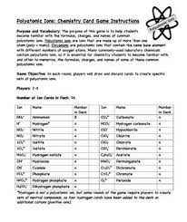 Polyatomic Ions Chemistry Card Game Chemistry Card Games Polyatomic Ion