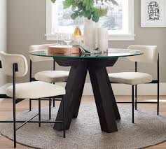 Crafted from solid oak, a single architectural column with an iconic corinthian base defines our table's pedestal style. Buy Ezra Round Pedestal Dining Table Online Pottery Barn Uae