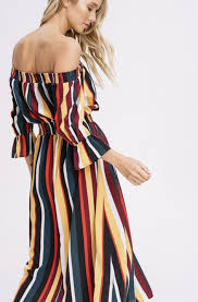 Off Shoulder Stripe Dress