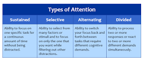 Types of Attention - Sustained, Divided,