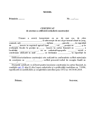 (1) din legea cadastrului si a publicitatii imobiliare nr.7/ 1996, republicata. Model Certificat De Atestare A Edificarii Constructiei