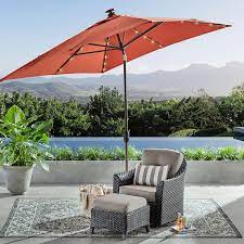 8 X 10 Auto Tilt Umbrella With Led Light Grenadine Sam S Club Patio Umbrellas Patio Patio Umbrella Stand