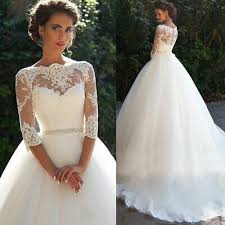 Ad Ebay Url Women Ladies Lace Wedding Dress Bridal Ball Gown 3 4 Sleeve Custom Size 2 20 Wedding Gowns Lace Ball Gown Wedding Dress Ball Gowns Wedding