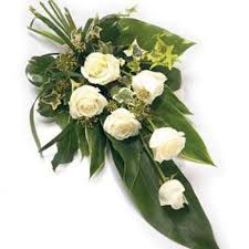 White rose on white background. White Rose Sheaf Order Funeral Flowers Online