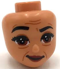 Lego New Mini Doll Head Friends with Black Eyebrows Big Eyes Wrinkles Old  Smile