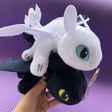 Baby dragon amigurumi plush toy. How To Train Your Dragon 3 Toothless Plush Toy Light Fury Soft White Dragon Wish